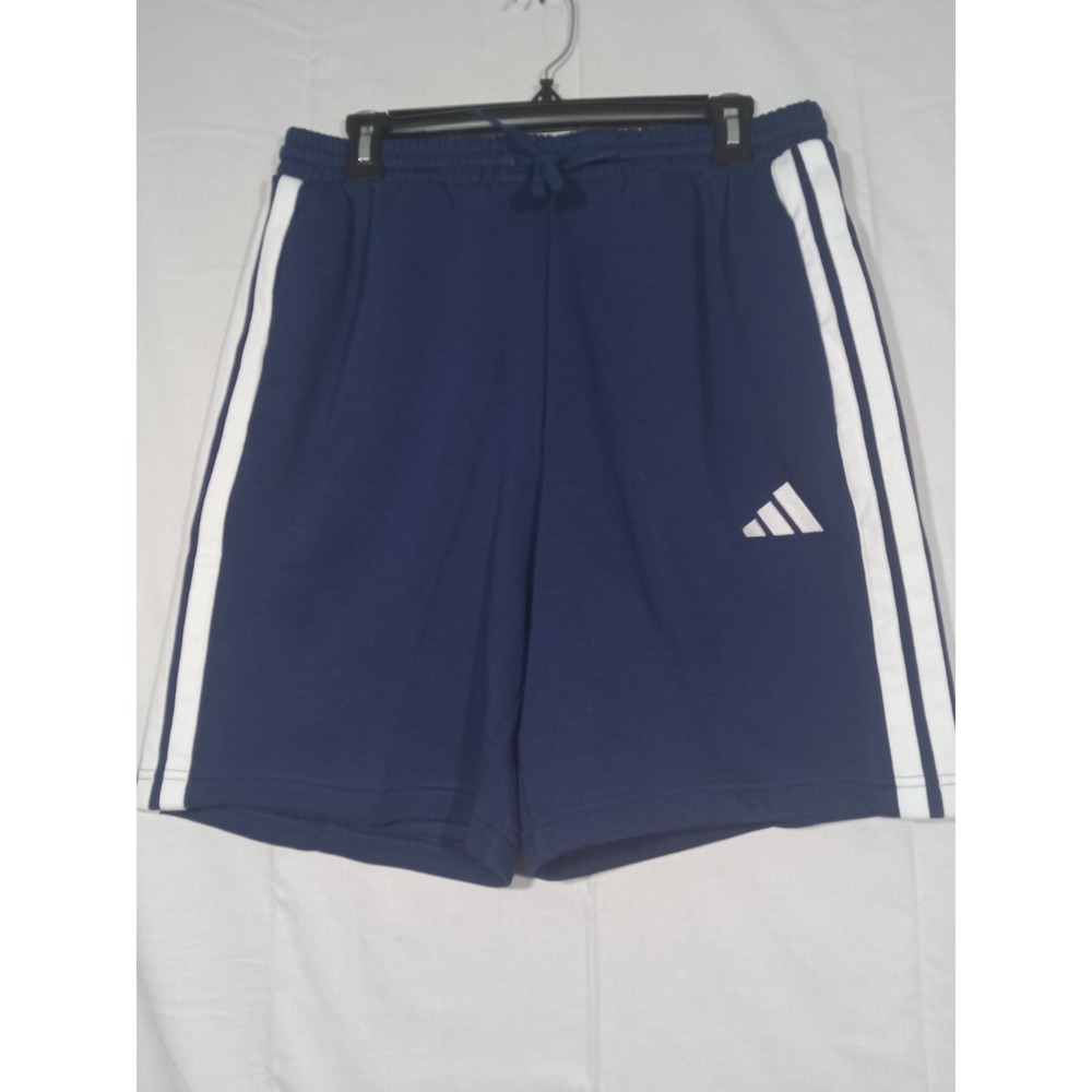 Adidas 3 Stripe Fleece  Shorts Men Medium Blue‎ - Picture 2 of 7
